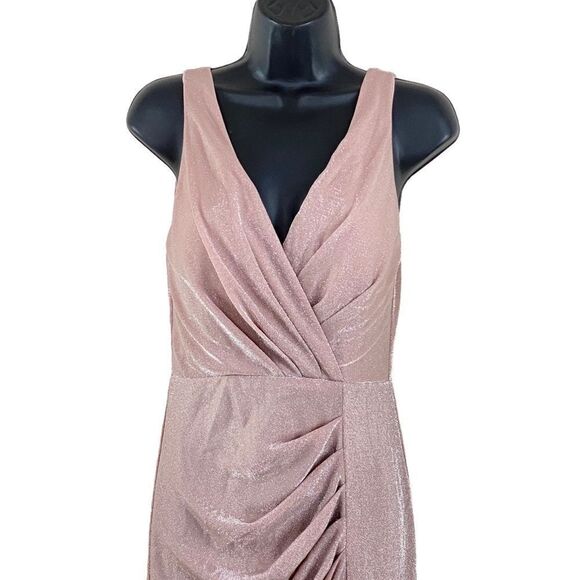 jo+el Metallic Pink High Slit Sleeveless Gown Sz M - Picture 2 of 12